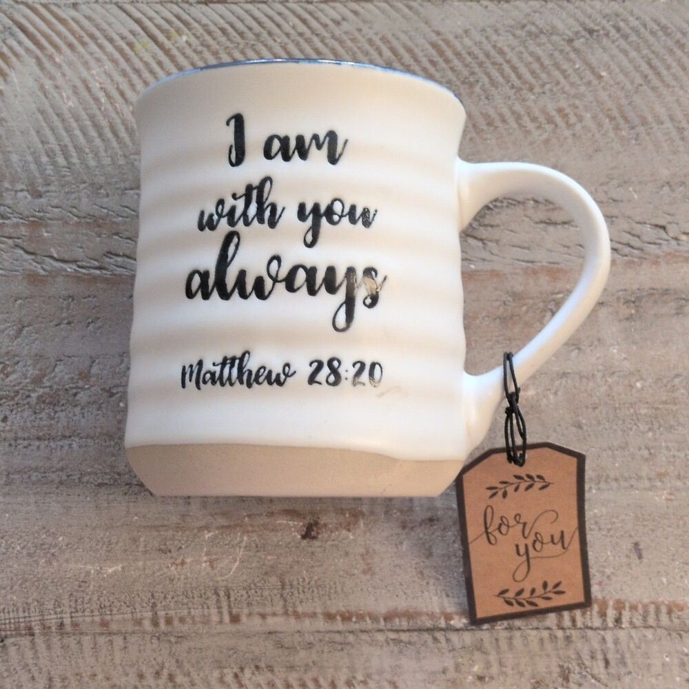Sheffield Home Scripture Matthew 28:20 Etched Coffee Mug Off White Black Navy
